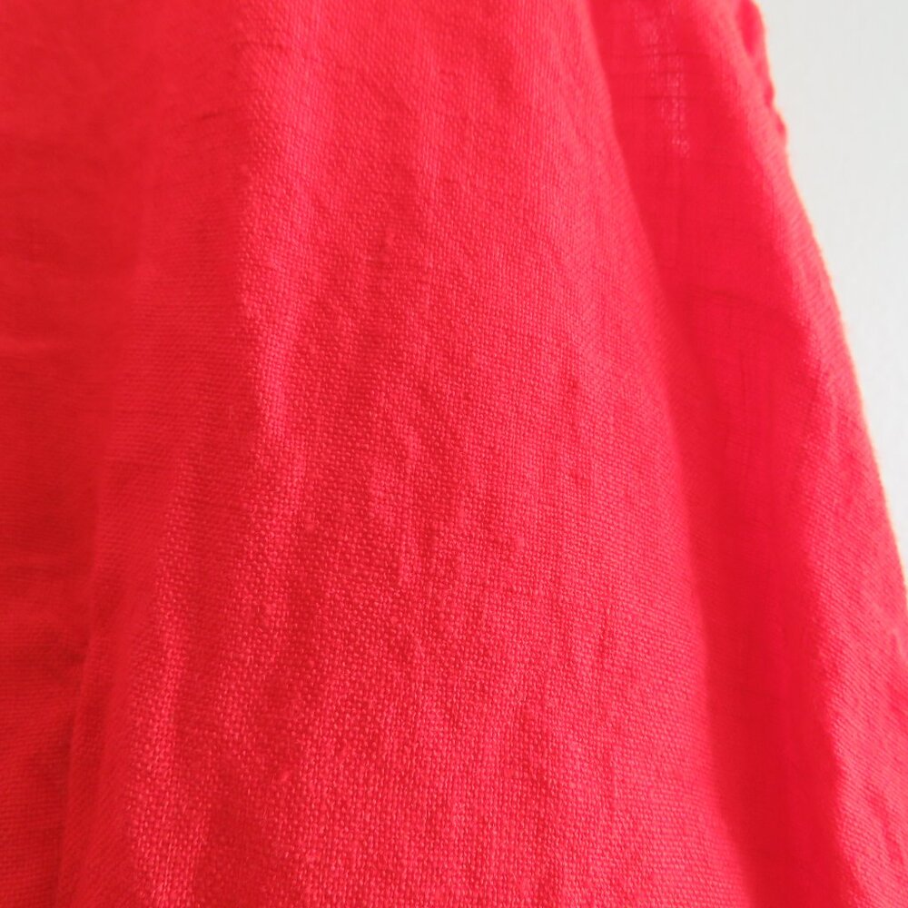 APUNTOB Red Oversized Gauzy Lagenlook Sleeveless Linen Blend Midi Pocket Dress - Picture 9 of 15